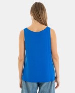 CAMISETA BÁSICA  DE VISCOSA DE MUJER DE TIRANTES AZUL