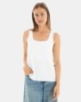 CAMISETA BÁSICA  DE VISCOSA DE MUJER DE TIRANTES BLANCO