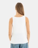 CAMISETA BÁSICA  DE VISCOSA DE MUJER DE TIRANTES BLANCO