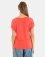 CAMISETA BÁSICA  DE VISCOSA DE MUJER HOMBRO CAÍDO ROJO