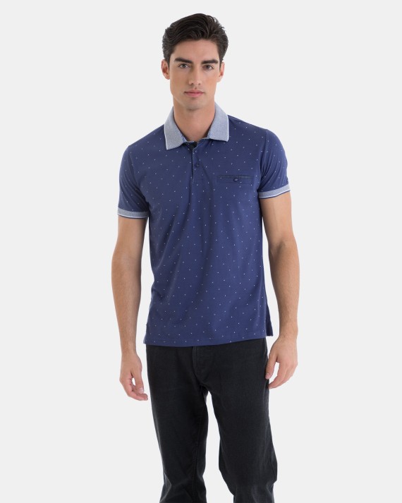 POLO 100% ALGODÓN REGULAR FIT COLOR AZUL ESTAMPADO