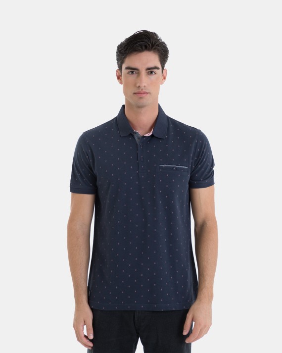 POLO PIQUÉ 100% ALGODÓN REGULAR FIT COLOR AZUL ESTAMPADO