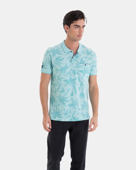 POLO PIQUÉ 100% ALGODÓN REGULAR FIT COLOR AZUL ESTAMPADO