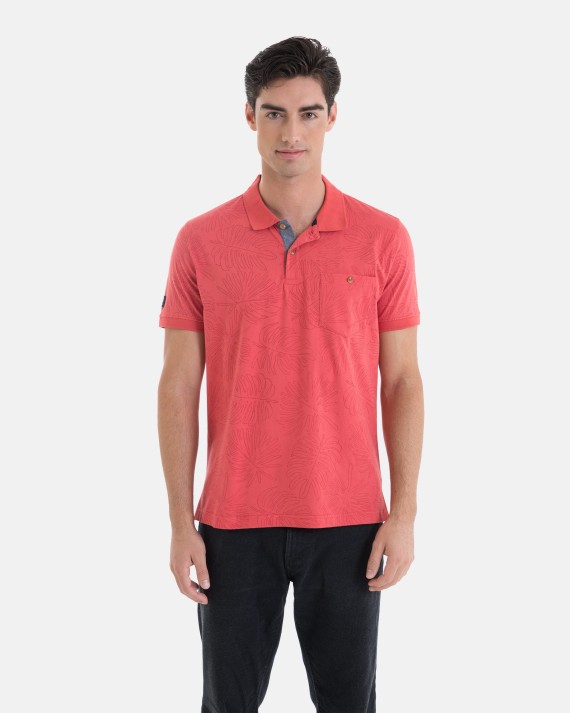 POLO 100% ALGODÓN REGULAR FIT COLOR ROJO ESTAMPADO
