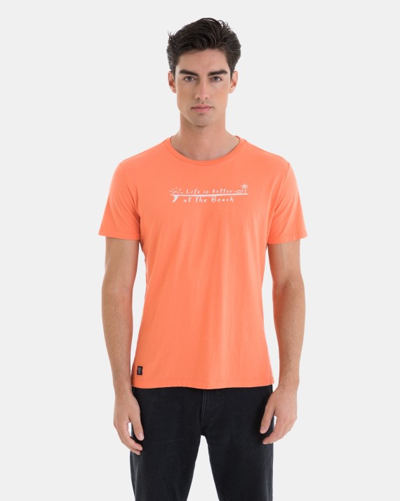 CAMISETA DE HOMBRE DE ALGODÓN EN COLOR NARANJA