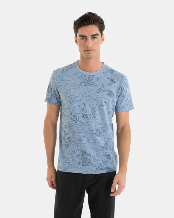 CAMISETA DE HOMBRE DE ALGODÓN ESTAMPADO HOJAS