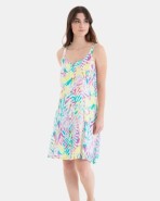 VESTIT DE PLATJA CURT DE TIRANTS ESTAMPAT FULLES MULTICOLOR