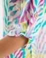 VESTIDO DE PLAYA CORTO DE MANGA CORTA ESTAMPADO HOJAS MULTICOLOR