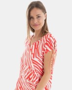VESTIDO DE PLAYA CORTO ESTAMPADO DE MANGA CORTA DE HOMBRO CAÍDO