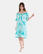 VESTIDO DE PLAYA CORTO DE MANGA CORTA Y ESCOTE BARDOT