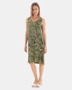 VESTIDO DE PLAYA CORTO SIN MANGAS ESTAMPADO HOJAS