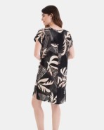 VESTIDO DE PLAYA CORTO DE MANGA CORTA ESTAMPADO HOJAS