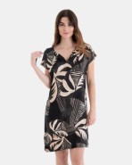 VESTIDO DE PLAYA CORTO DE MANGA CORTA ESTAMPADO HOJAS