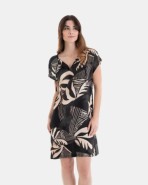 VESTIDO DE PLAYA CORTO DE MANGA CORTA ESTAMPADO HOJAS