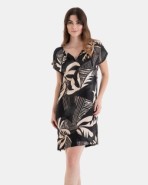 VESTIDO DE PLAYA CORTO DE MANGA CORTA ESTAMPADO HOJAS