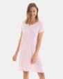 Women’s short striped nightgown with short sleeves and striped fabric