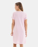 Women’s short striped nightgown with short sleeves and striped fabric