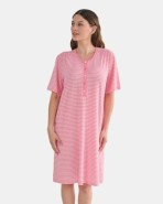 Women’s plus-size short nightgown in striped fabric with short sleeves