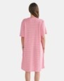 Women’s plus-size short nightgown in striped fabric with short sleeves