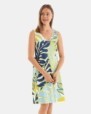 VESTIDO DE PLAYA CORTO SIN MANGAS ESTAMPADO HOJAS