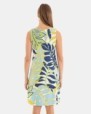 VESTIDO DE PLAYA CORTO SIN MANGAS ESTAMPADO HOJAS