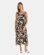 VESTIT DE PLATJA LLARG SENSE MÀNIGUES ESTAMPAT RATLLES