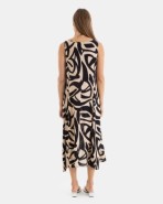 VESTIT DE PLATJA LLARG SENSE MÀNIGUES ESTAMPAT RATLLES