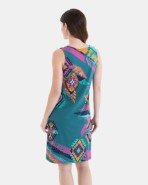 VESTIDO DE PLAYA CORTO SIN MANGAS ESTAMPADO GEOMÉTRICO