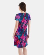 VESTIDO DE PLAYA CORTO DE MANGA CORTA ESTAMPADO HOJAS
