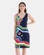 VESTIDO DE PLAYA CORTO SIN MANGAS ESTAMPADO FIGURAS COLOR