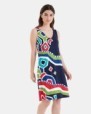 VESTIDO DE PLAYA CORTO SIN MANGAS ESTAMPADO FIGURAS COLOR