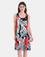 VESTIDO DE PLAYA CORTO DE TIRANTES ESTAMPADO HOJAS