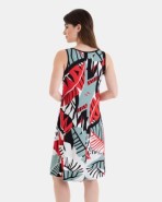 VESTIDO DE PLAYA CORTO DE TIRANTES ESTAMPADO HOJAS