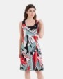 VESTIDO DE PLAYA CORTO DE TIRANTES ESTAMPADO HOJAS