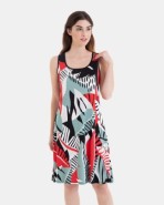 VESTIDO DE PLAYA CORTO DE TIRANTES ESTAMPADO HOJAS