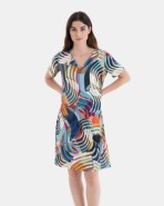 VESTIDO DE PLAYA CORTO DE MANGA CORTA ESTAMPADO MULTICOLOR