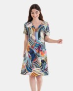 VESTIDO DE PLAYA CORTO DE MANGA CORTA ESTAMPADO MULTICOLOR