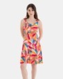 VESTIDO DE PLAYA CORTO DE TIRANTES ESTAMPADO MULTICOLOR