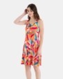 VESTIDO DE PLAYA CORTO DE TIRANTES ESTAMPADO MULTICOLOR
