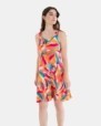 VESTIDO DE PLAYA CORTO DE TIRANTES ESTAMPADO MULTICOLOR