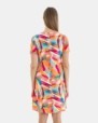 VESTIDO DE PLAYA CORTO DE MANGA CORTA ESTAMPADO MULTICOLOR