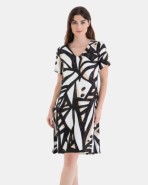 VESTIDO DE PLAYA CORTO DE MANGA CORTA ESTAMPADO RAYAS