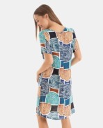 VESTIDO DE PLAYA CORTO DE MANGA CORTA ESTAMPADO GEOMÉTRICO