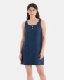 Short beach dress with blue solid color straps