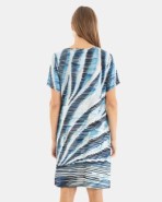 VESTIDO DE PLAYA CORTO DE MANGA CORTA ESTAMPADO RAYAS