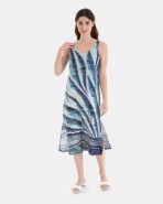 VESTIDO DE PLAYA LARGO SIN MANGAS ESTAMPADO RAYAS