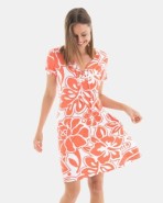 VESTIDO DE PLAYA CORTO DE MANGA CORTA ESTAMPADO FLORES