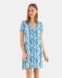 VESTIDO DE PLAYA CORTO DE MANGA CORTA ESTAMPADO CENEFAS