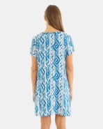 VESTIDO DE PLAYA CORTO DE MANGA CORTA ESTAMPADO CENEFAS