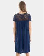 VESTIDO DE PLAYA CORTO SIN MANGAS EN TEJIDO CALADO EN COLOR AZUL